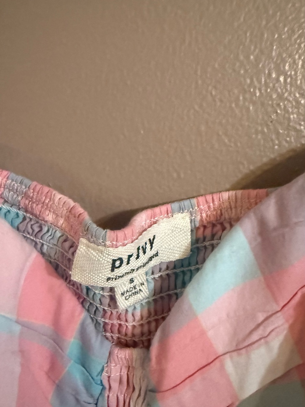 privy Pink and Light Blue Plaid Sundress with Smocked Back